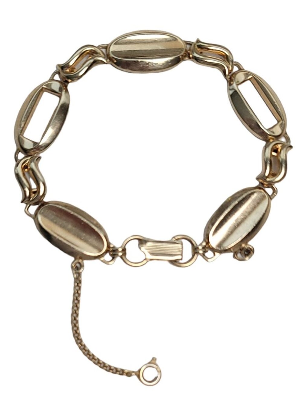 Gold-Tone Oval Links Fold Over Clasp Bracelet, 7.5" Long
